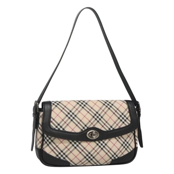 BURBERRY Nova Check Shoulder Bag Canvas Beige Silver Auth yk18304 - Picture 1 of 16